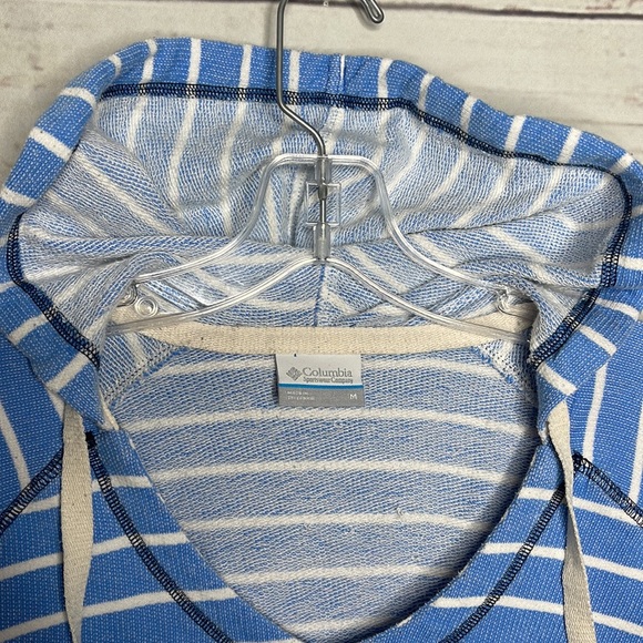 Columbia Blue White Striped Hoodie Pullover Sz Medium! - Picture 4 of 9